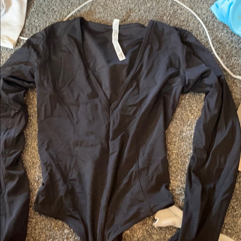 v neck black free people bodysuit